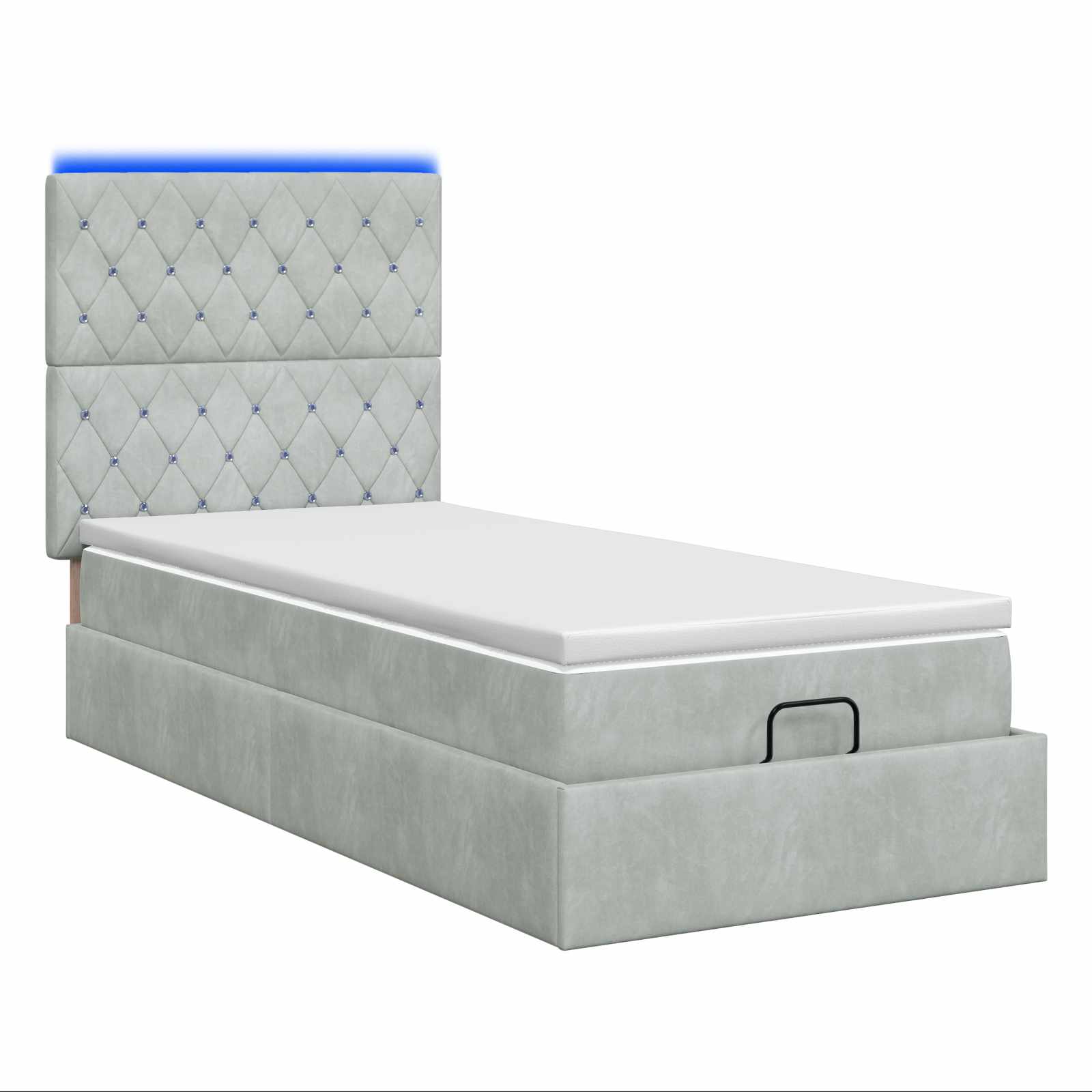 Letto Ottomano con Materasso e LED Grigio Chiaro 80 x 200 cm | homemem39