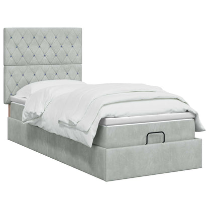 Letto Ottomano con Materasso e LED Grigio Chiaro 80 x 200 cm | homemem39