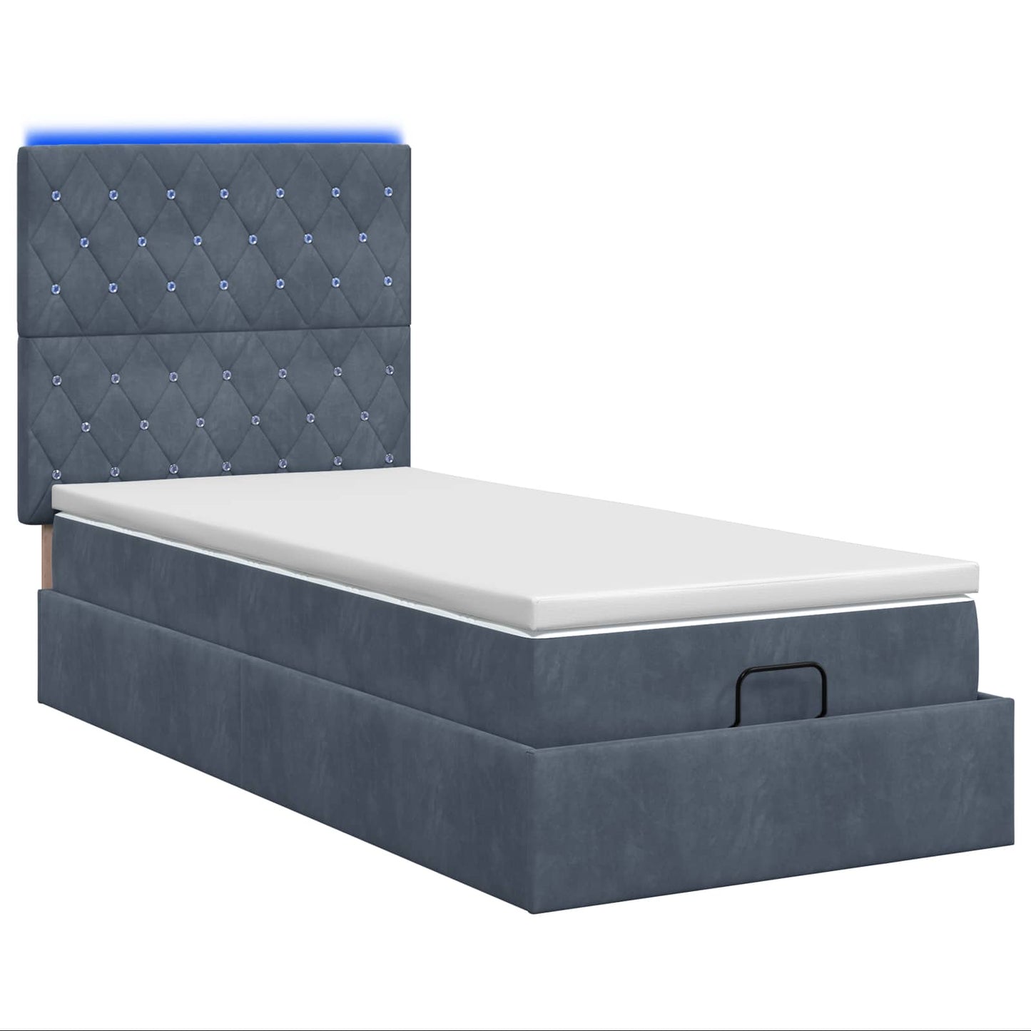 Letto Ottomano con Materasso e LED Grigio Scuro 80 x 200 cm | homemem39