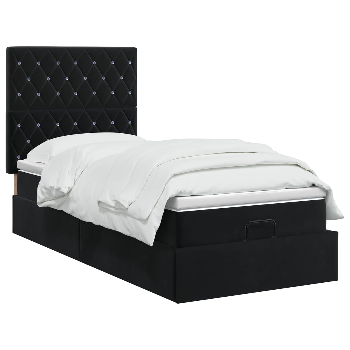 Letto Ottomano con Materasso e LED Nero 90 x 200 cm Velluto | homemem39
