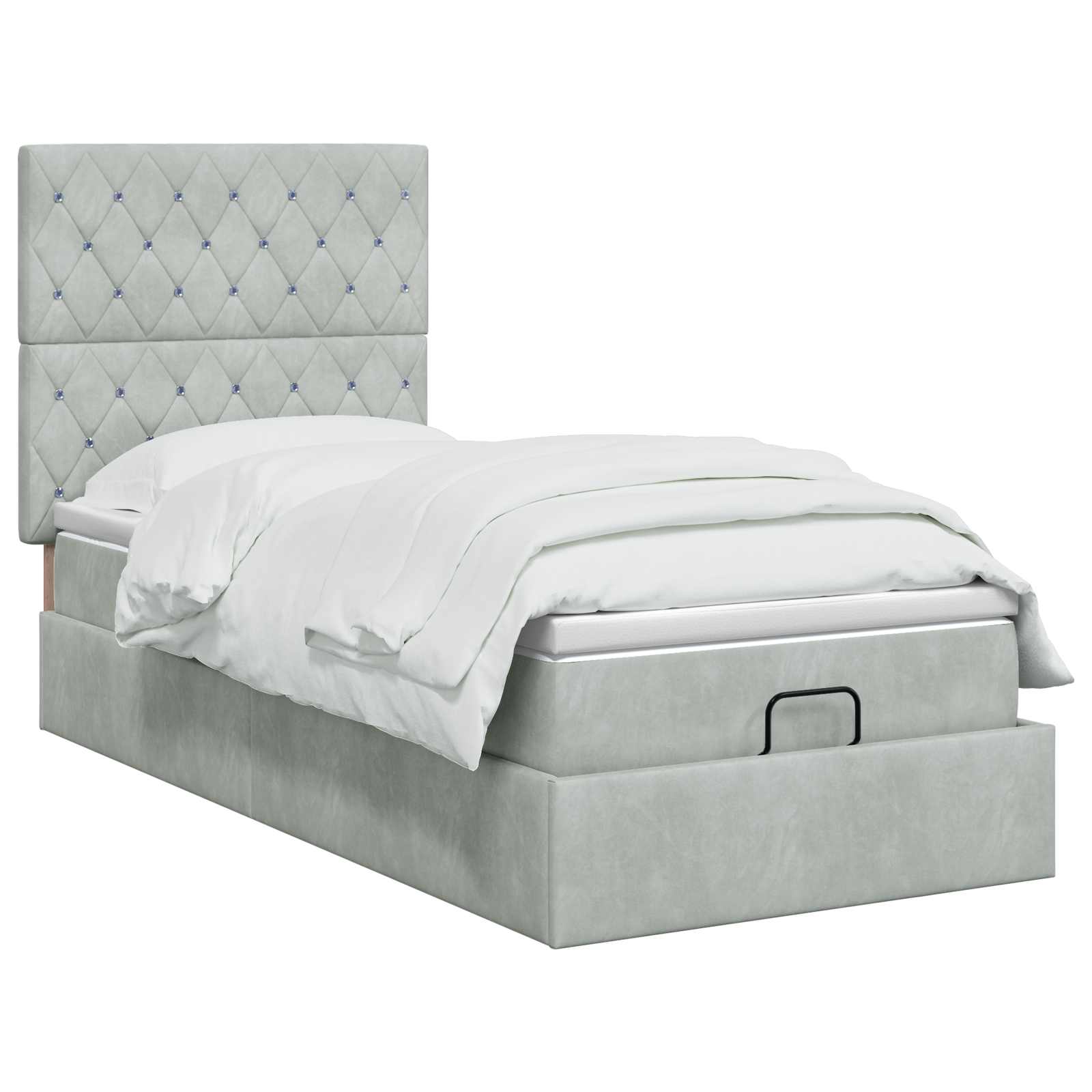 Letto Ottomano con Materasso e LED Grigio Chiaro 100 x 200 cm | homemem39
