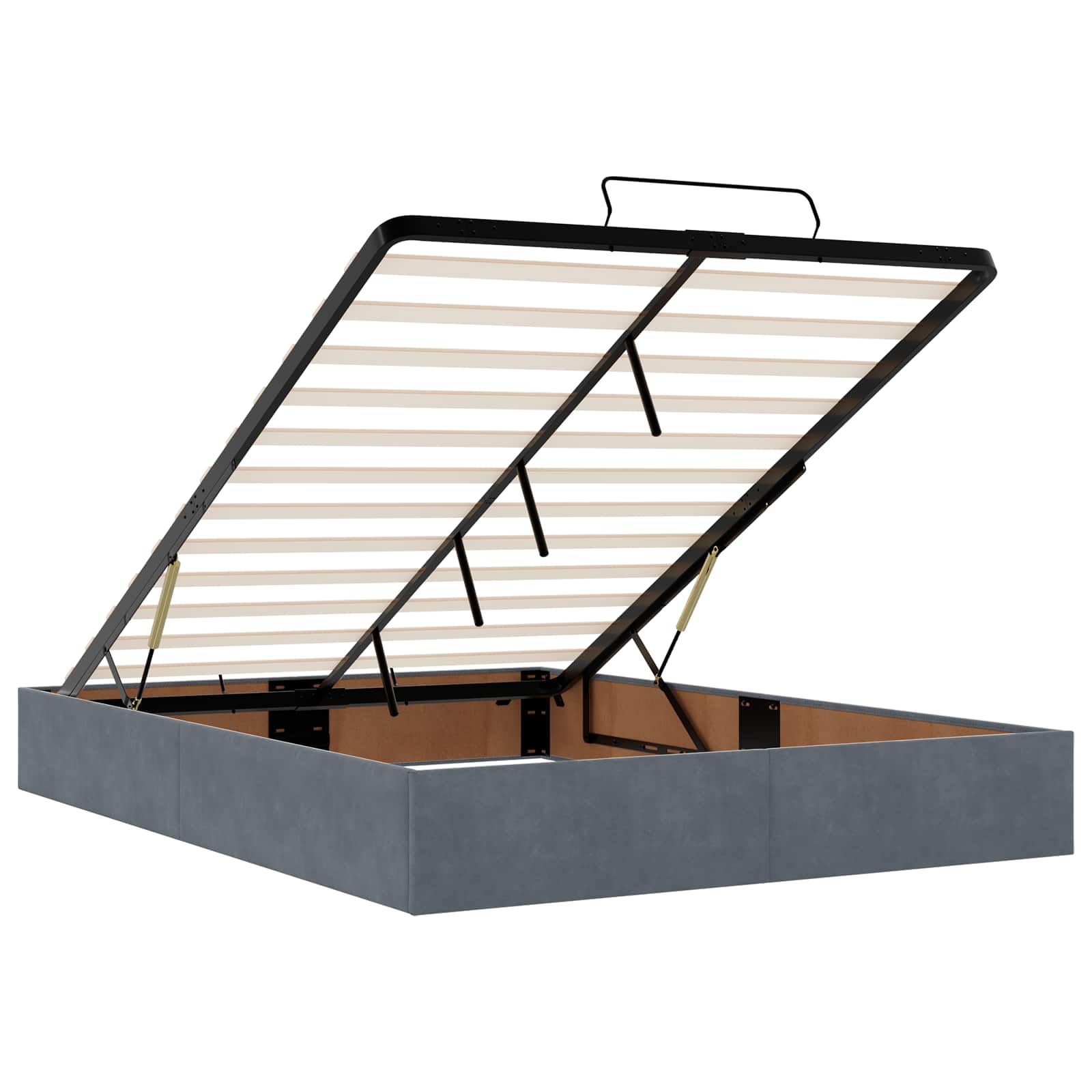 Letto Ottomano con Materasso e LED Grigio Scuro 140 x 190 cm | homemem39