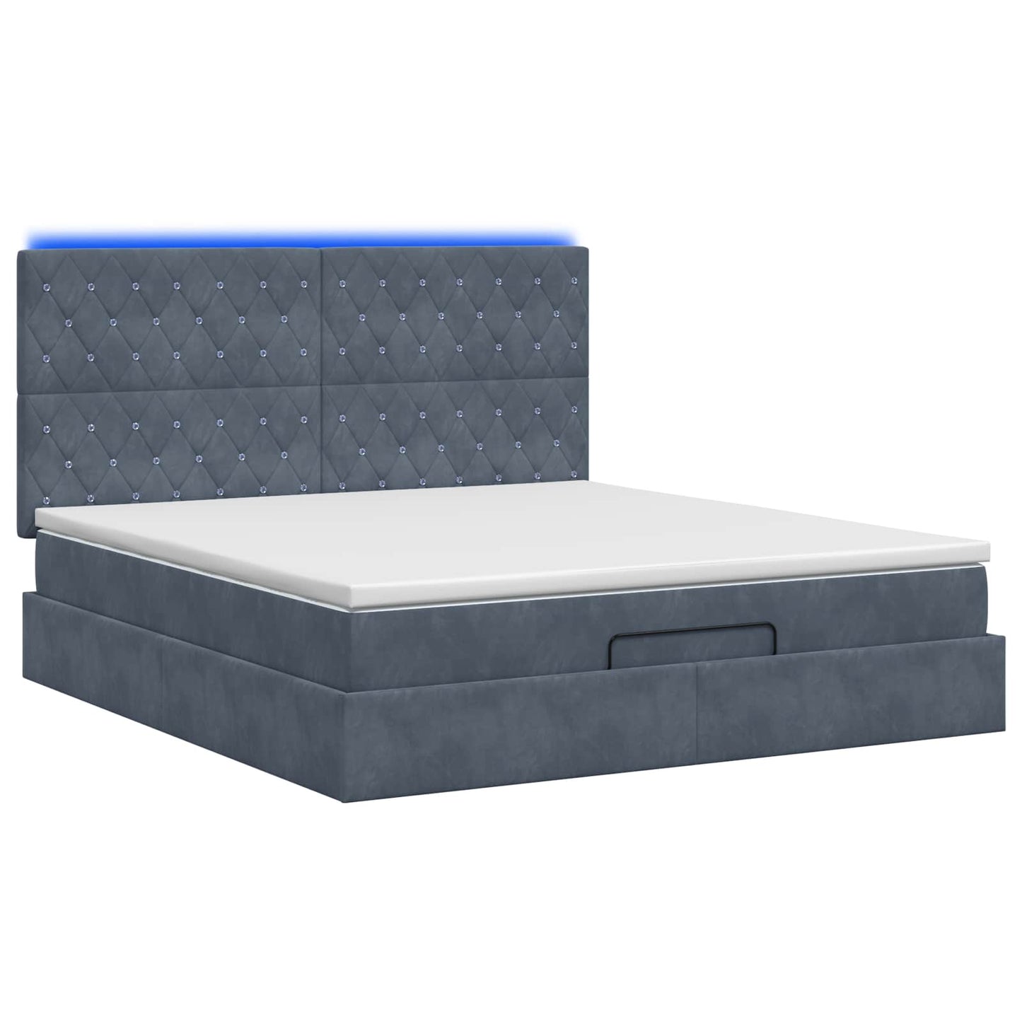 Letto Ottomano con Materasso e LED Grigio Scuro 140 x 190 cm | homemem39