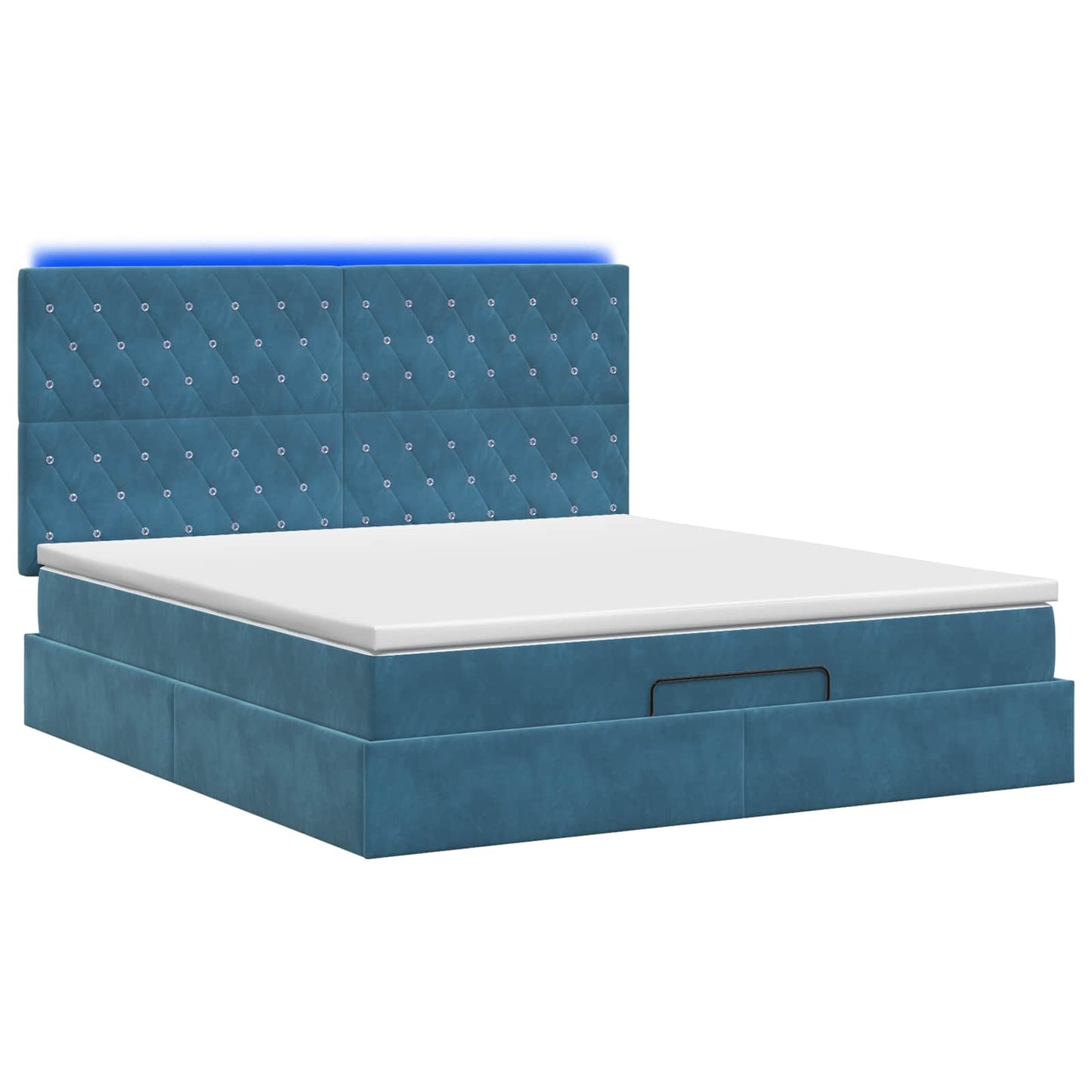 Letto Ottomano con Materasso e LED Blu scuro 140 x 190 cm | homemem39