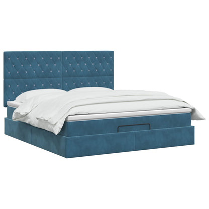 Letto Ottomano con Materasso e LED Blu scuro 140 x 190 cm | homemem39