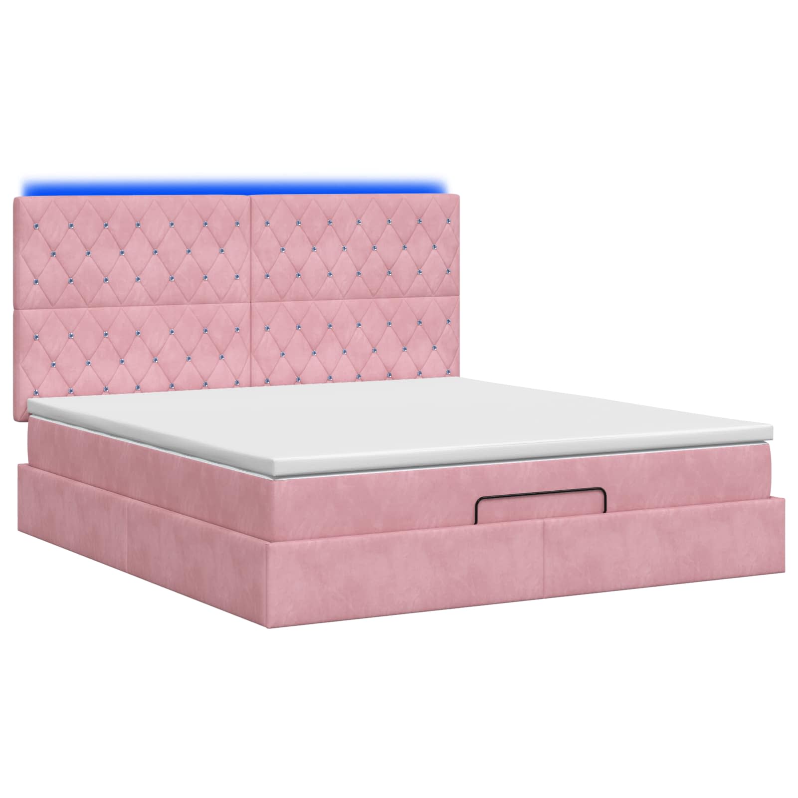 Letto Ottomano con Materasso e LED Rosa 140 x 190 cm Velluto | homemem39