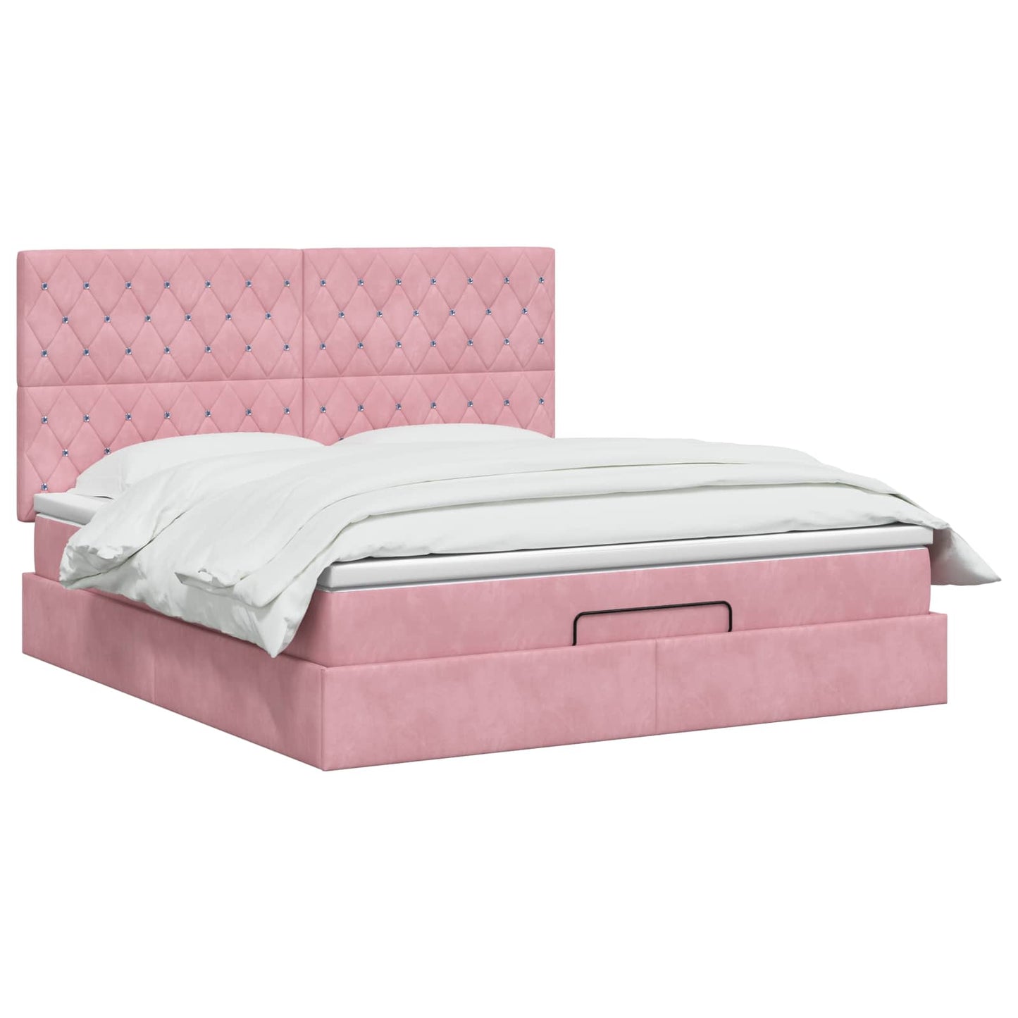 Letto Ottomano con Materasso e LED Rosa 140 x 190 cm Velluto | homemem39