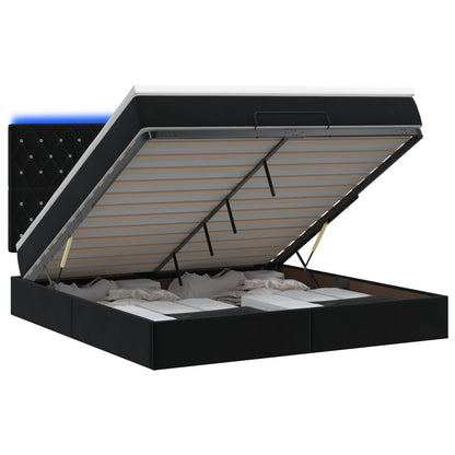 Letto Ottomano con Materasso e LED Nero 140 x 200 cm Velluto | homemem39