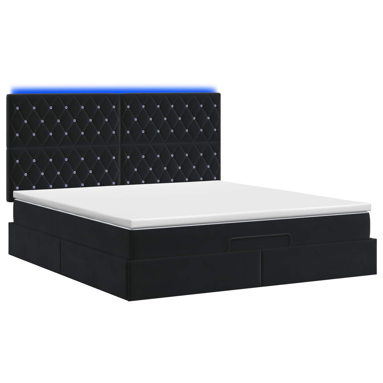 Letto Ottomano con Materasso e LED Nero 140 x 200 cm Velluto | homemem39
