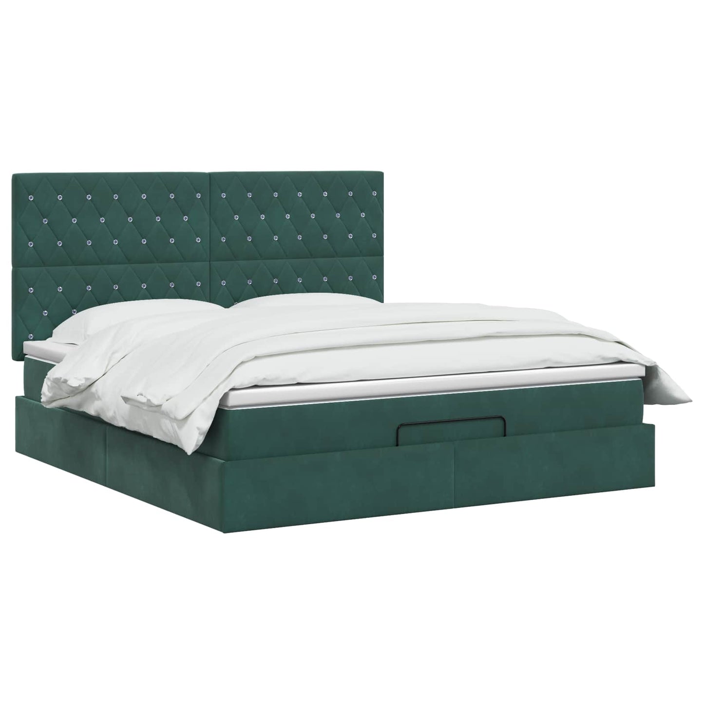 Letto Ottomano con Materasso e LED Verde Scuro 140 x 200 cm