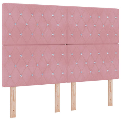 Letto Ottomano con Materasso e LED Rosa 140 x 200 cm Velluto | homemem39