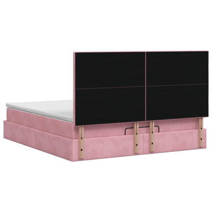 Letto Ottomano con Materasso e LED Rosa 140 x 200 cm Velluto | homemem39