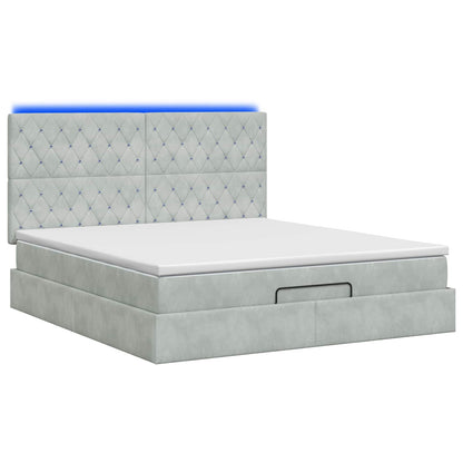 Letto Ottomano con Materasso e LED Grigio Chiaro 160 x 200 cm | homemem39