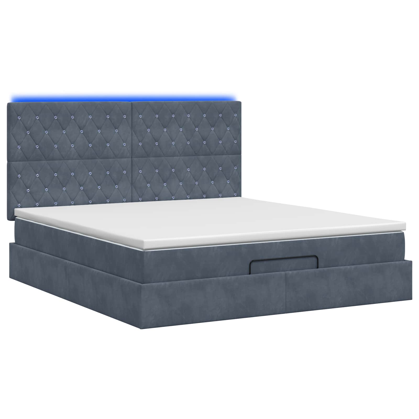 Letto Ottomano con Materasso e LED Grigio Scuro 160 x 200 cm | homemem39
