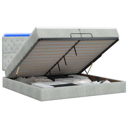 Letto Ottomano con Materasso e LED Grigio Chiaro 200 x 200 cm