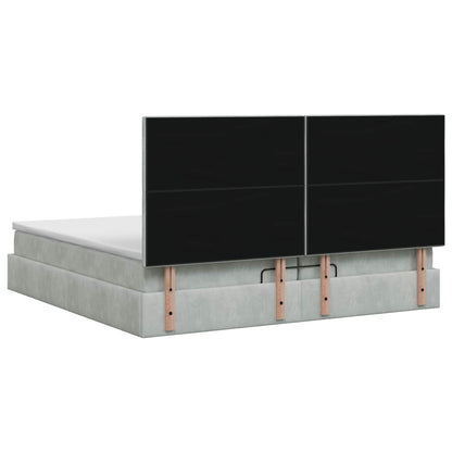 Letto Ottomano con Materasso e LED Grigio Chiaro 200 x 200 cm