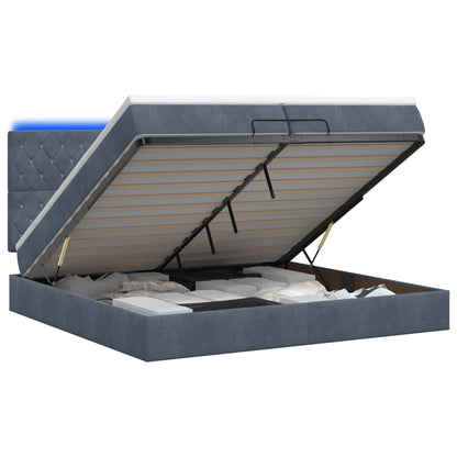 Letto Ottomano con Materasso e LED Grigio Scuro 200 x 200 cm