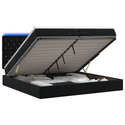 Letto Ottomano con Materasso e LED Nero 200 x 200 cm Velluto