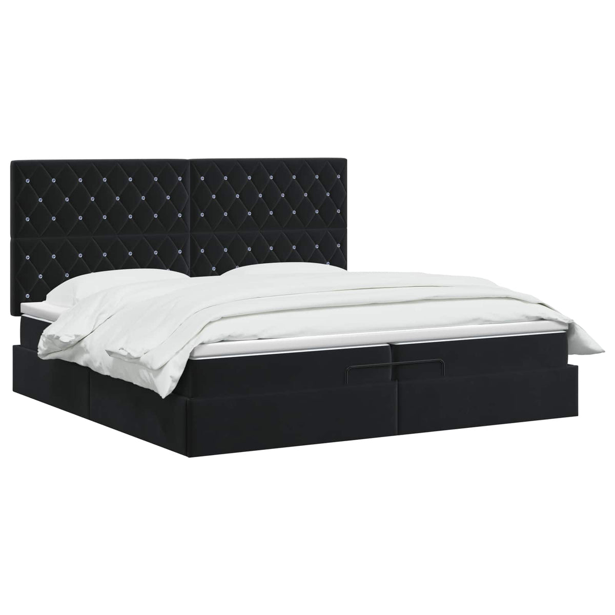 Letto Ottomano con Materasso e LED Nero 200 x 200 cm Velluto