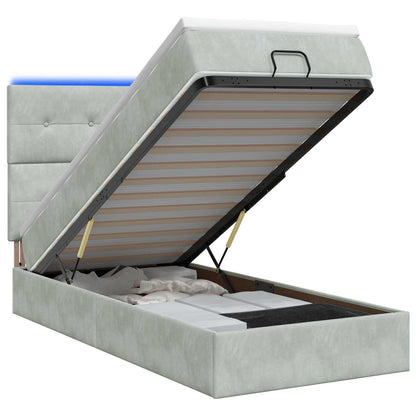 Letto Ottomano con Materasso e LED Grigio Chiaro 80 x 200 cm
