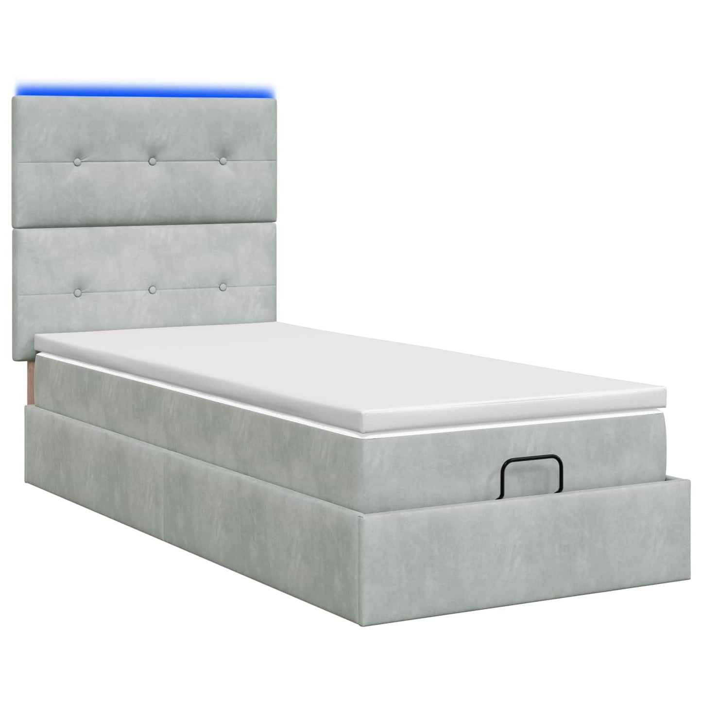 Letto Ottomano con Materasso e LED Grigio Chiaro 80 x 200 cm