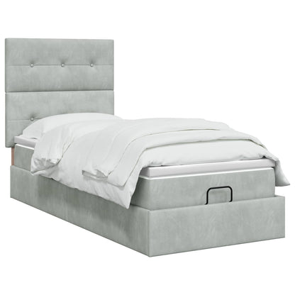 Letto Ottomano con Materasso e LED Grigio Chiaro 80 x 200 cm