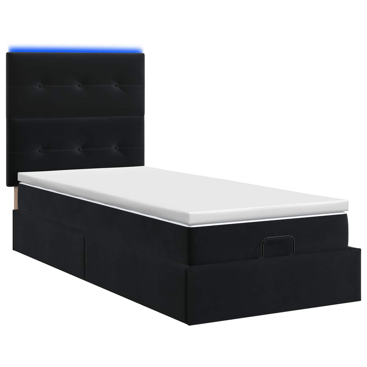 Letto Ottomano con Materasso e LED Nero 90 x 200 cm Velluto | homemem39