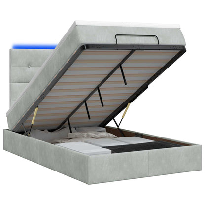 Letto Ottomano con Materasso e LED Grigio Chiaro 120 x 200 cm | homemem39