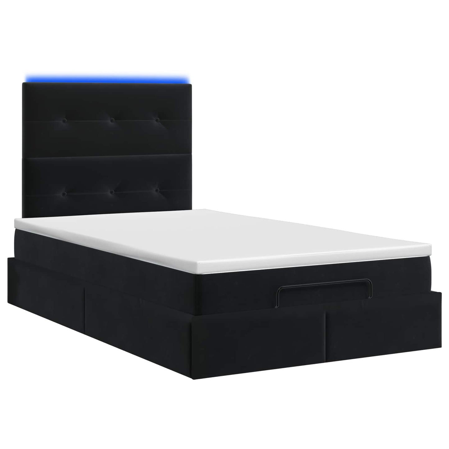 Letto Ottomano con Materasso e LED Nero 120 x 200 cm Velluto | homemem39