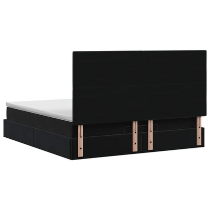 Letto Ottomano con Materasso e LED Nero 140 x 200 cm Velluto