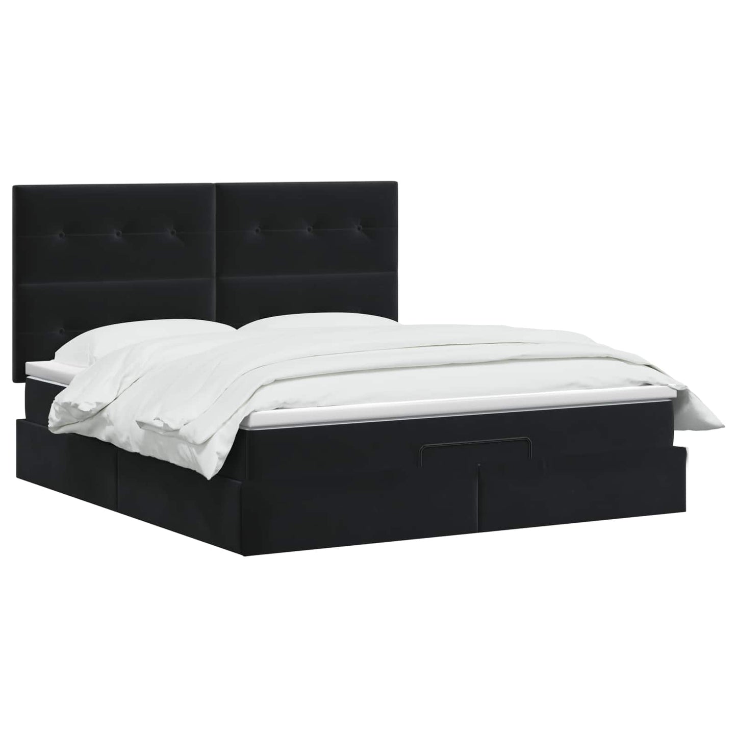 Letto Ottomano con Materasso e LED Nero 140 x 200 cm Velluto