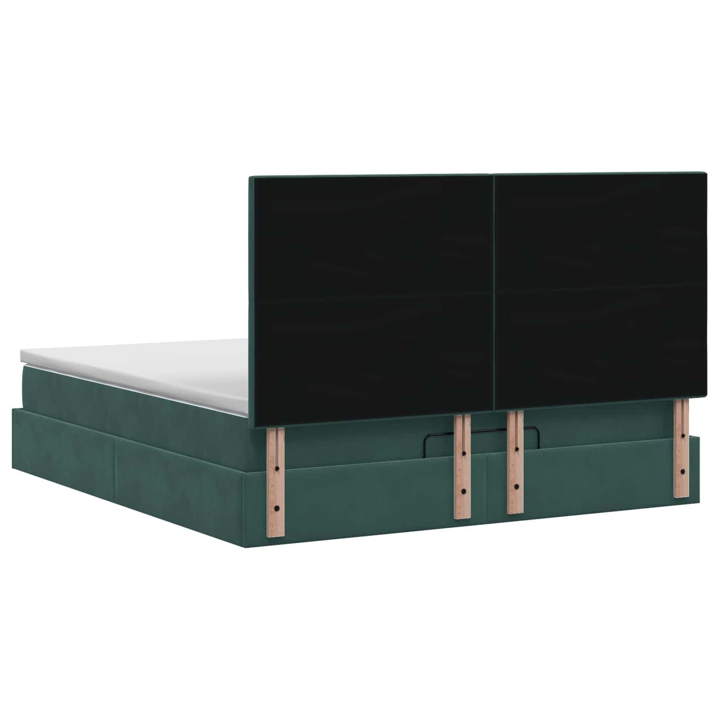 Letto Ottomano con Materasso e LED Verde Scuro 140 x 200 cm