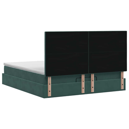 Letto Ottomano con Materasso e LED Verde Scuro 140 x 200 cm