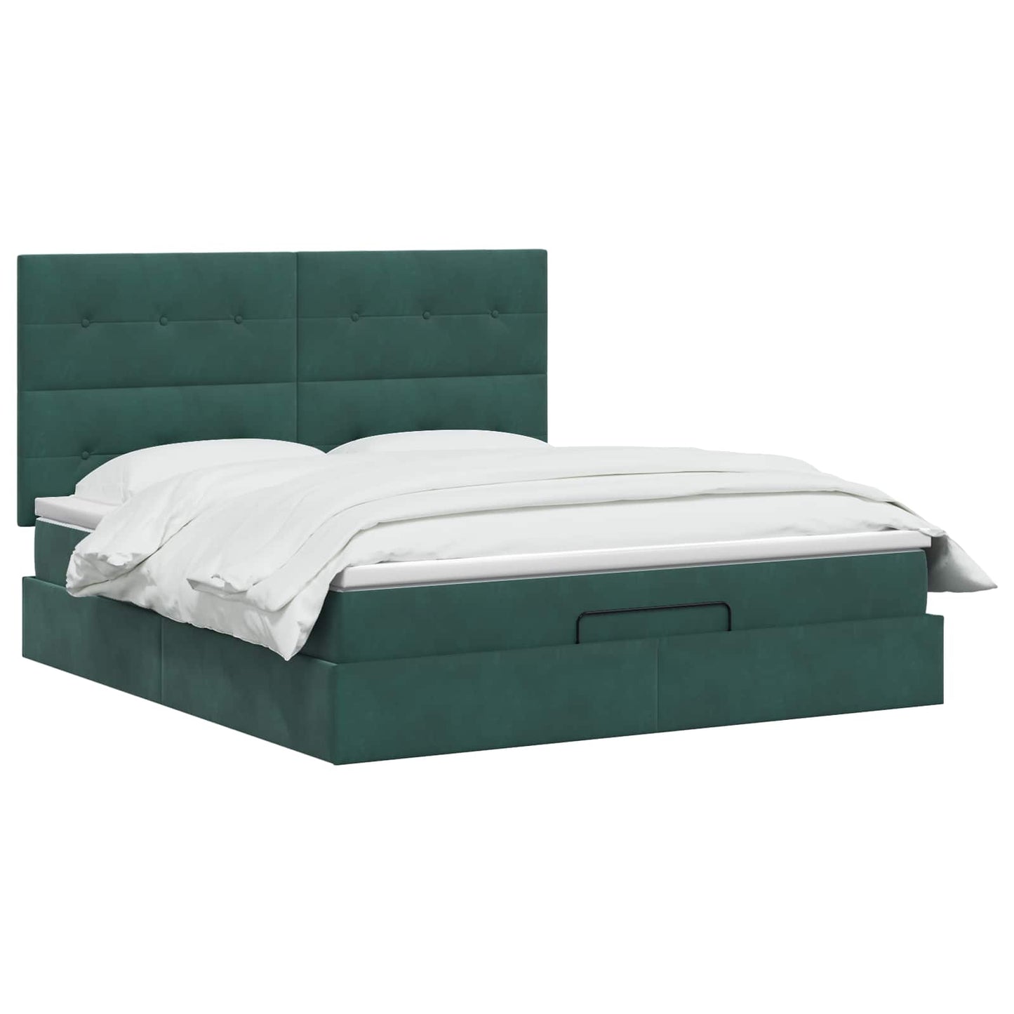 Letto Ottomano con Materasso e LED Verde Scuro 140 x 200 cm