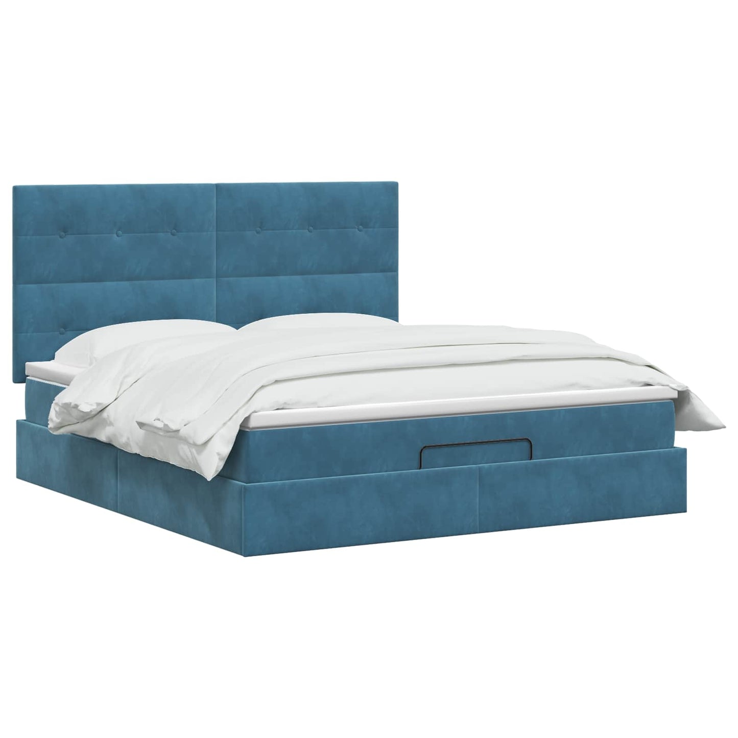 Letto Ottomano con Materasso e LED Blu scuro 140 x 200 cm