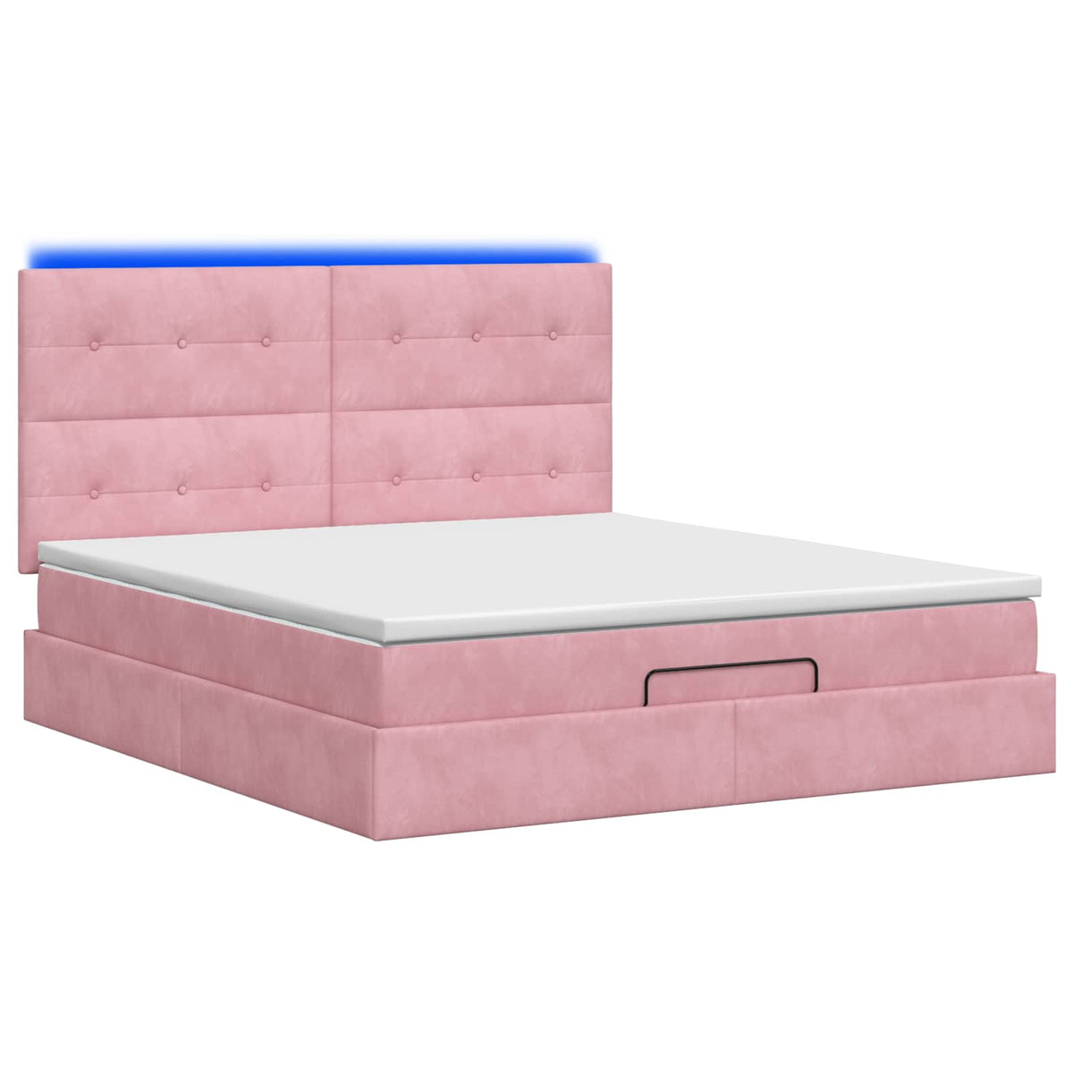 Letto Ottomano con Materasso e LED Rosa 140 x 200 cm Velluto | homemem39