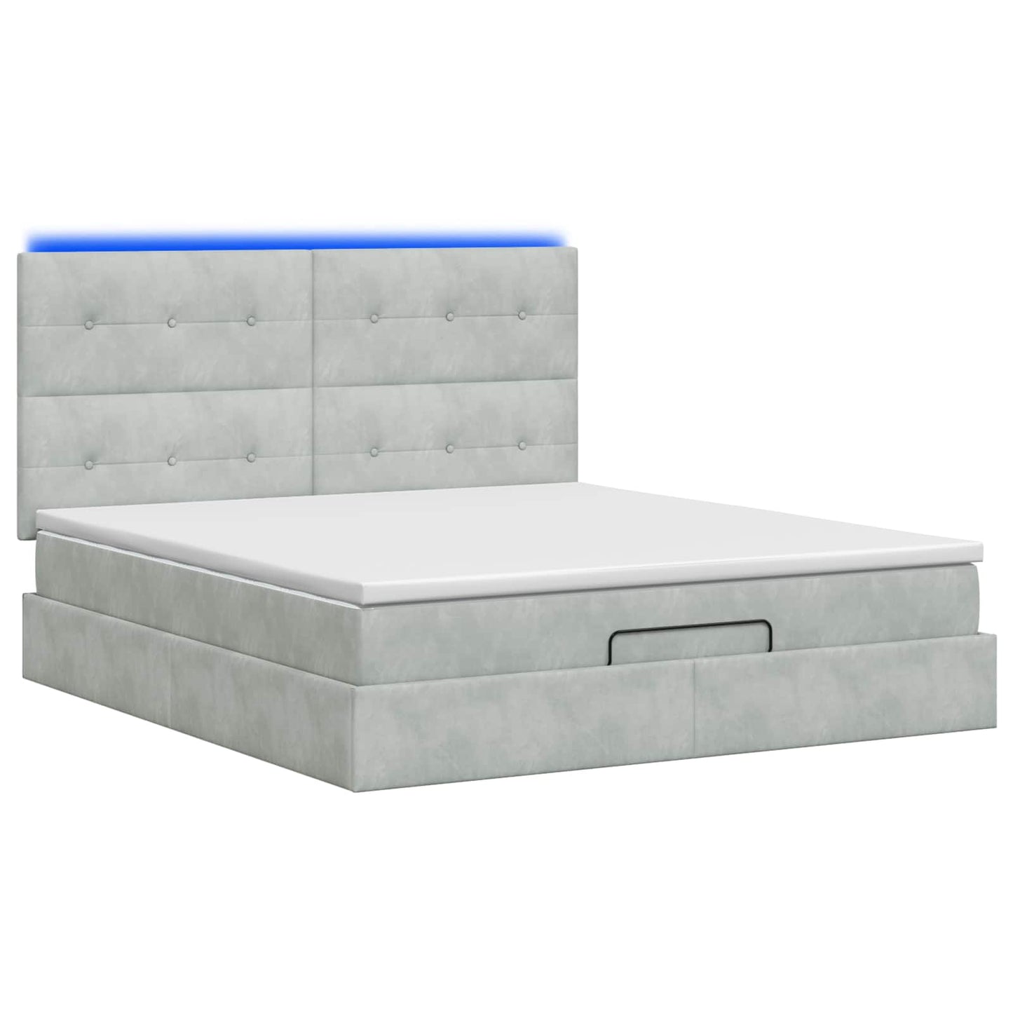 Letto Ottomano con Materasso e LED Grigio Chiaro 160 x 200 cm