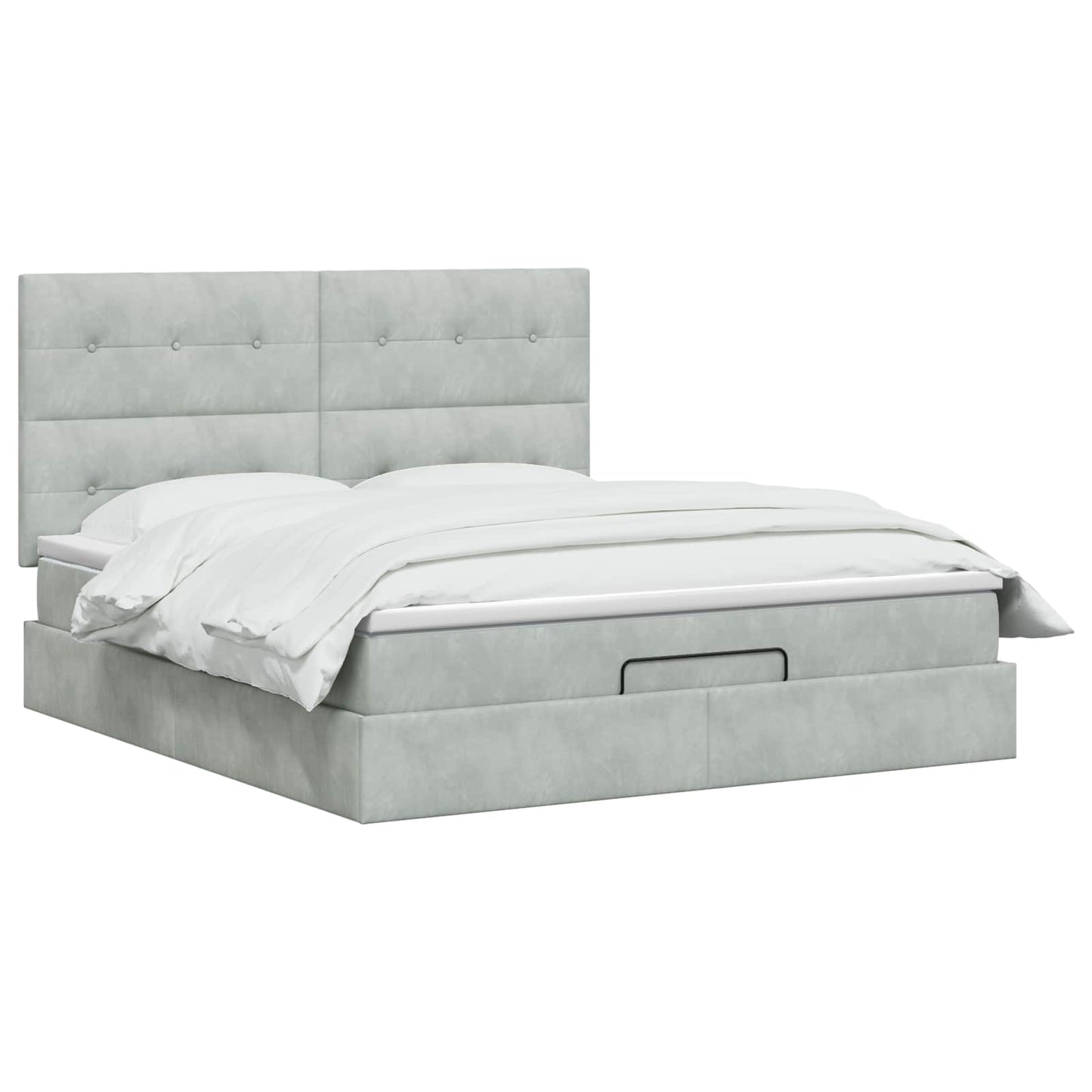 Letto Ottomano con Materasso e LED Grigio Chiaro 160 x 200 cm