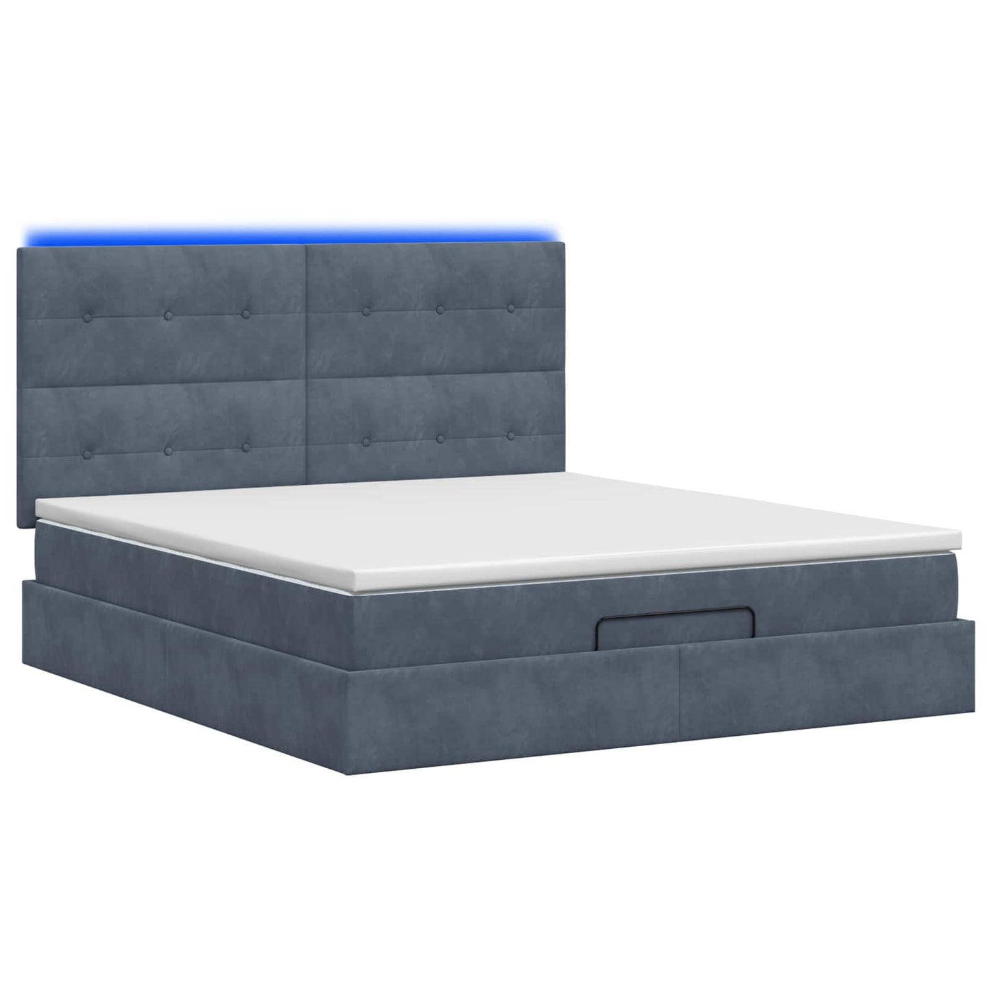 Letto Ottomano con Materasso e LED Grigio Scuro 160 x 200 cm