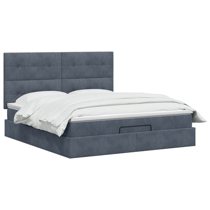 Letto Ottomano con Materasso e LED Grigio Scuro 160 x 200 cm
