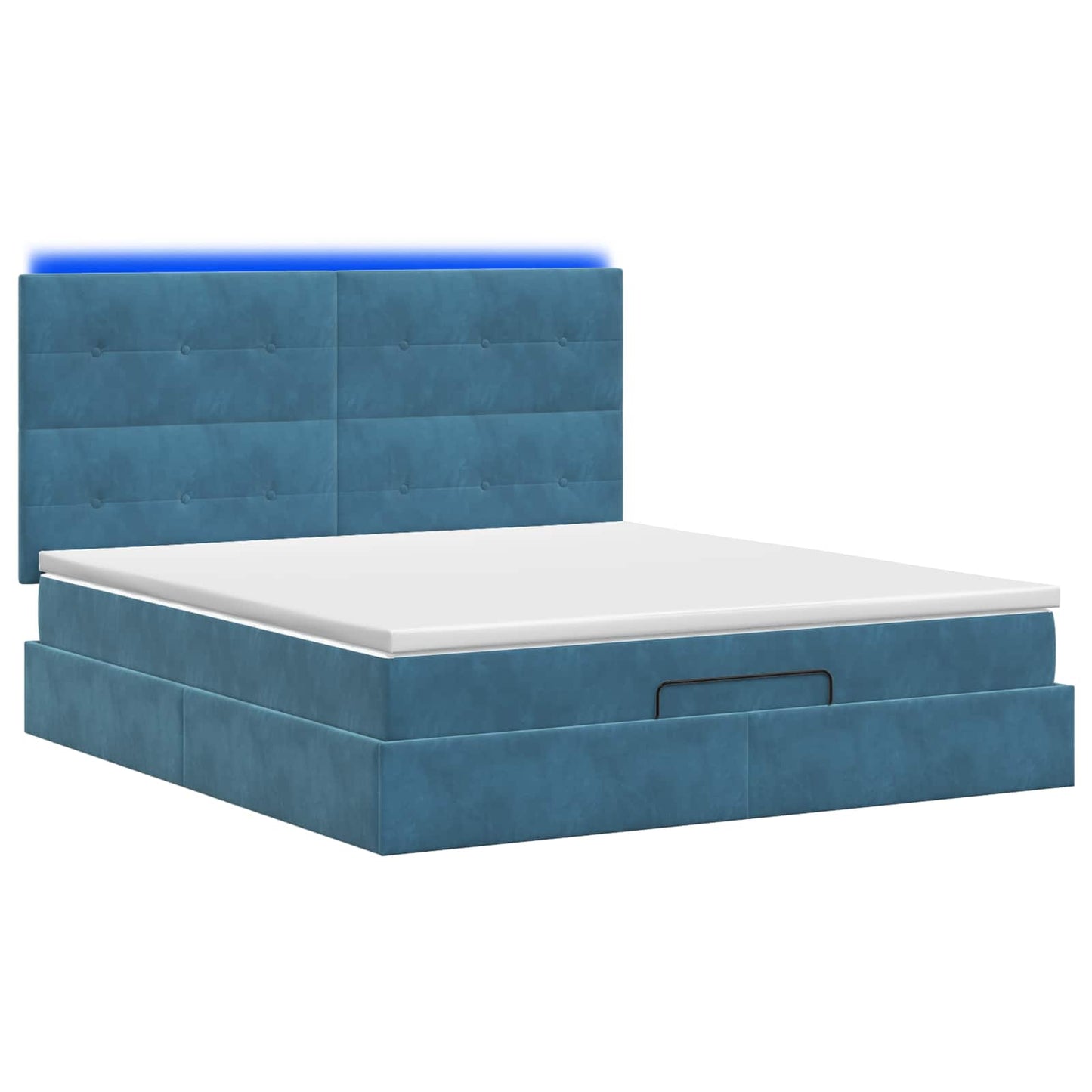 Letto Ottomano con Materasso e LED Blu scuro 160 x 200 cm