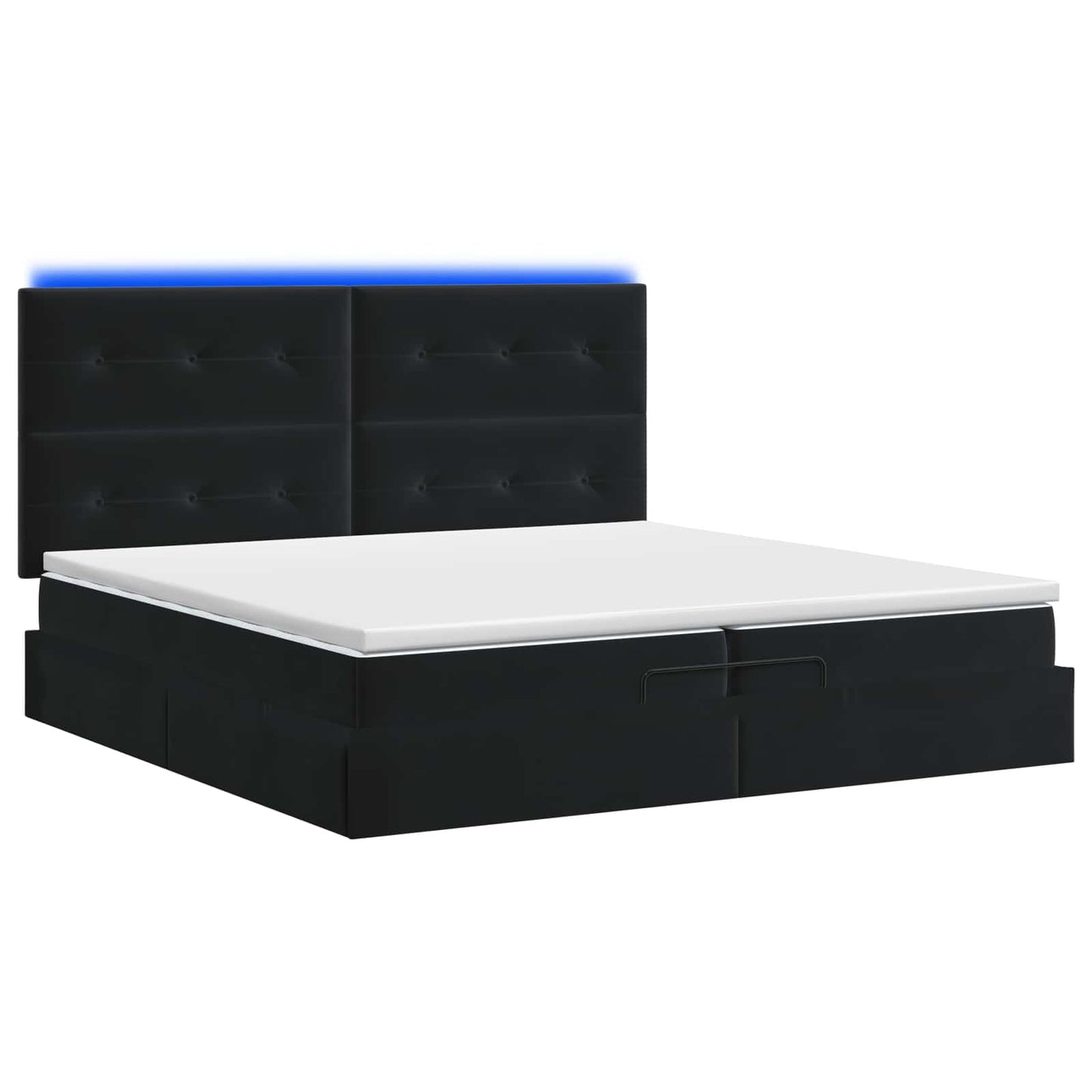 Letto Ottomano con Materasso e LED Nero 200 x 200 cm Velluto | homemem39