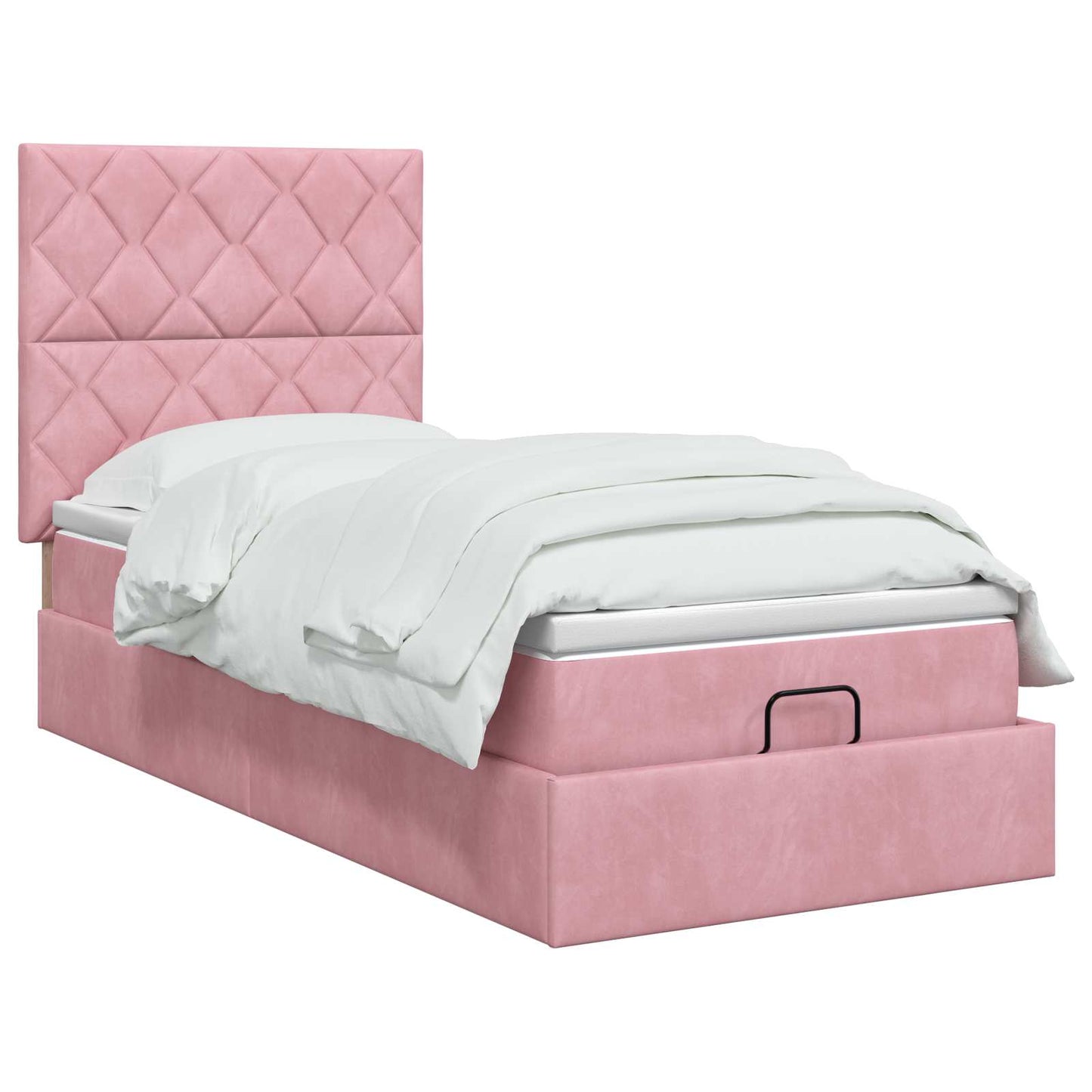 Letto Ottomano con Materasso e LED Rosa 80 x 200 cm Velluto | homemem39