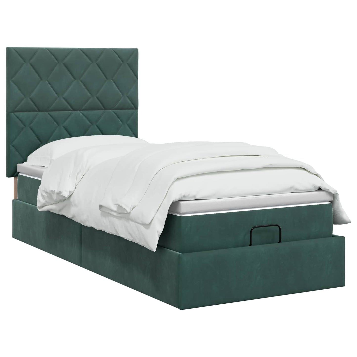 Letto Ottomano con Materasso e LED Verde Scuro 90 x 190 cm