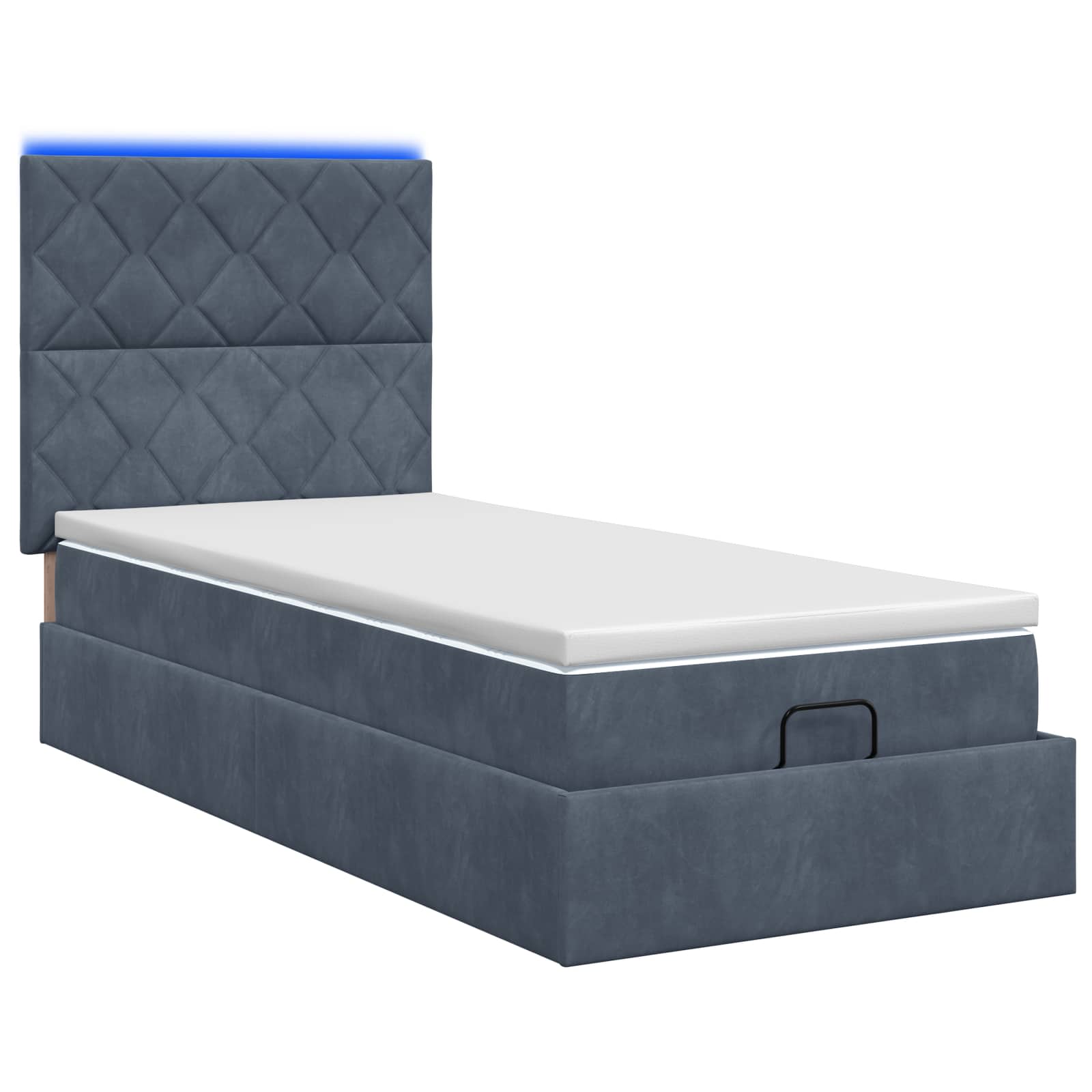 Letto Ottomano con Materasso e LED Grigio Scuro 100 x 200 cm | homemem39