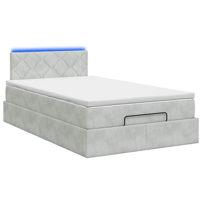 Letto Ottomano con Materasso e LED Grigio Chiaro 120 x 190 cm