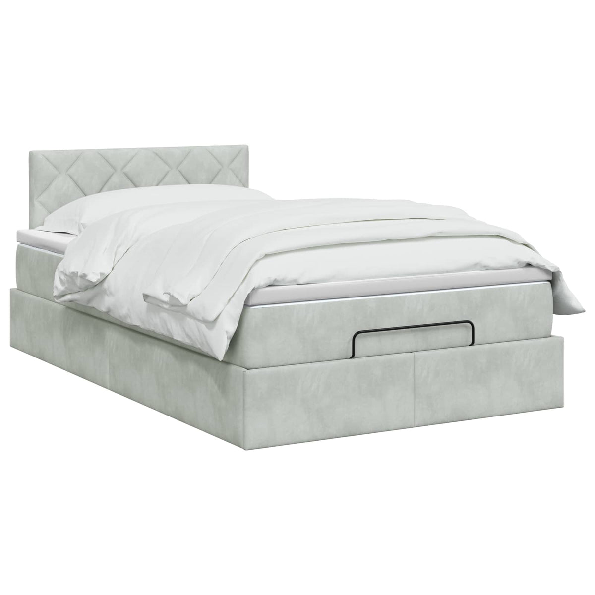 Letto Ottomano con Materasso e LED Grigio Chiaro 120 x 190 cm