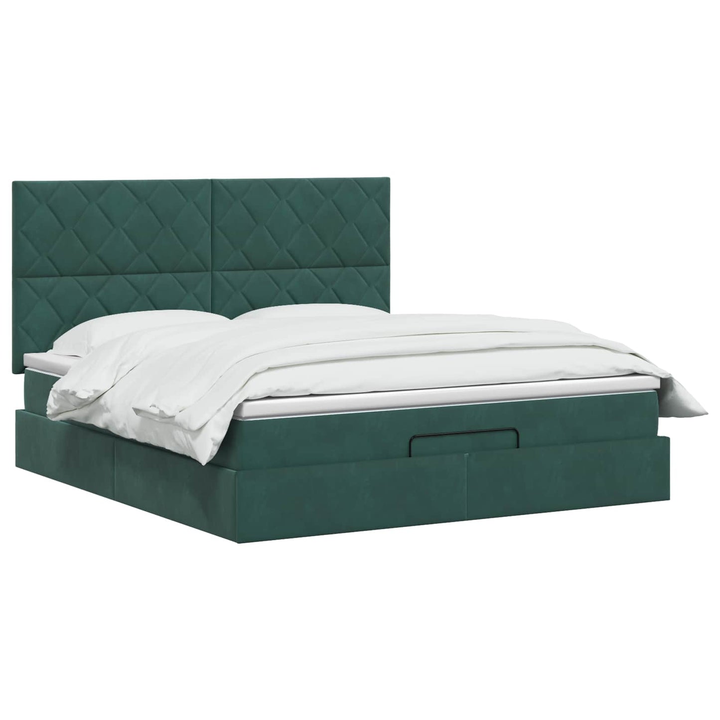 Letto Ottomano con Materasso e LED Verde Scuro 140 x 200 cm