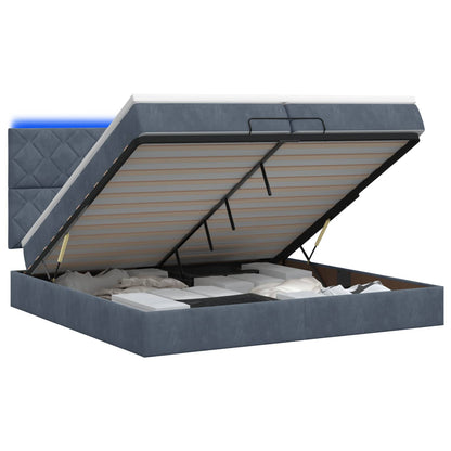 Letto Ottomano con Materasso e LED Grigio Scuro 200 x 200 cm