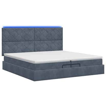Letto Ottomano con Materasso e LED Grigio Scuro 200 x 200 cm | homemem39